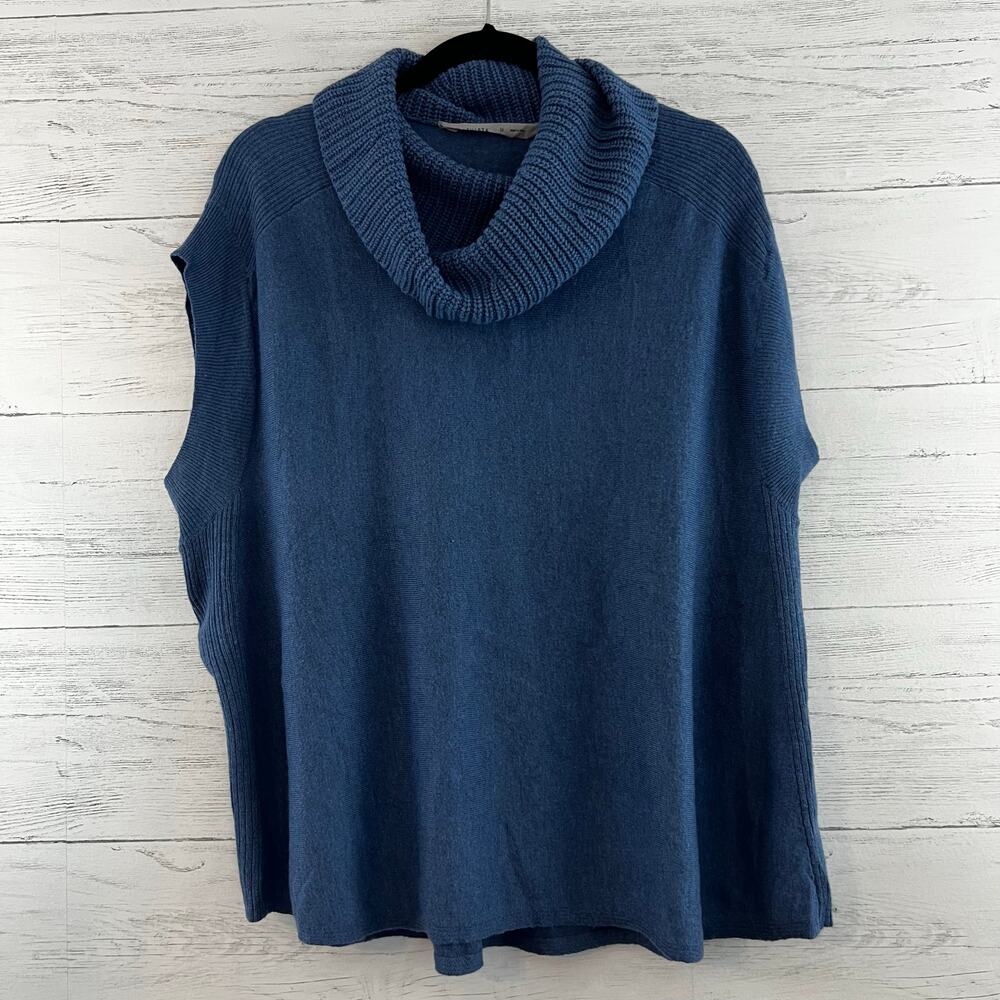 Athleta Blue Wool Blend Ribbed Cowl Neck Sweater Size M